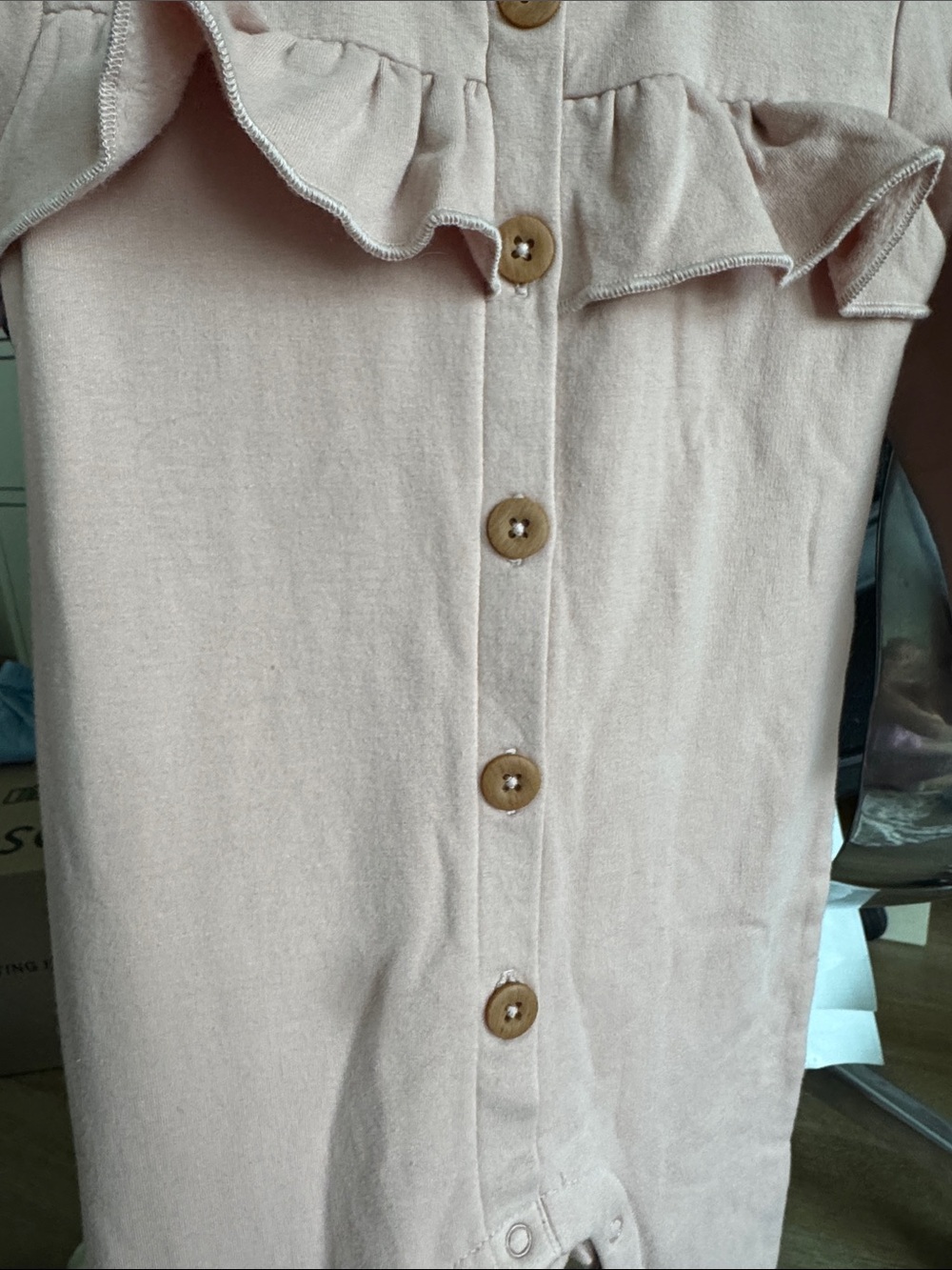 Nordstrom Blush Pink Ruffle-Front Button Romper - Picture 3 of 4